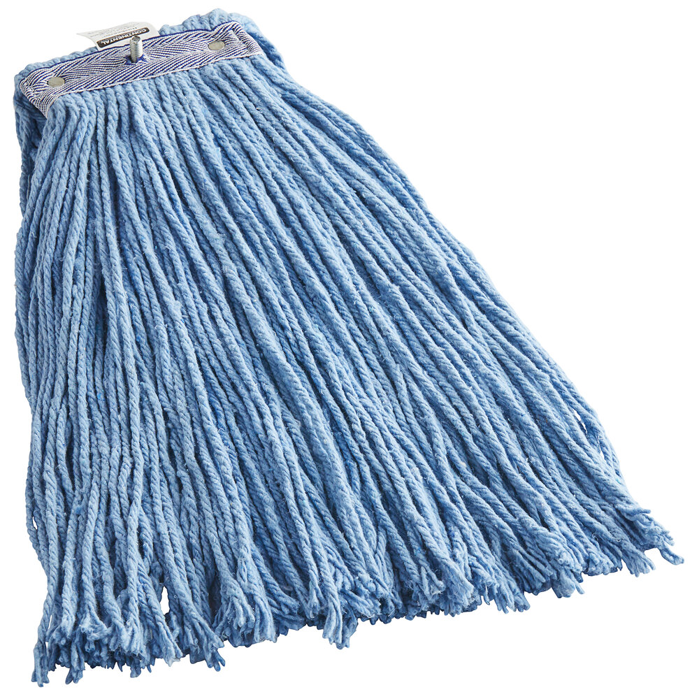 HuskeePro No Marr Pinnacle Blue Cotton - Rayon Blend Cut-End Wet Mop Head with Screw-On Band